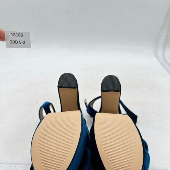 FSJ Women Platform Chunky Block High Heel Sandals Peep Toe Ankle Strap Blue - Picture 7 of 8